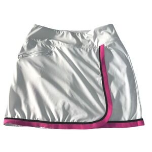 GGblue Luxe Sport Skort‎ White Pink Trim Athletic Golf Tennis Women's M